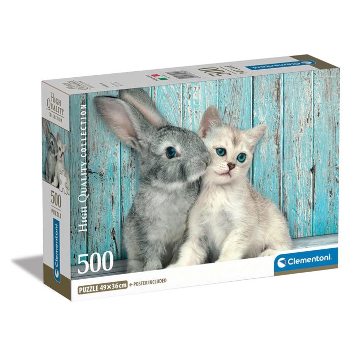 Clementoni Παζλ High Quality Collection Cat And Bunny 500 τμχ - Compact Box